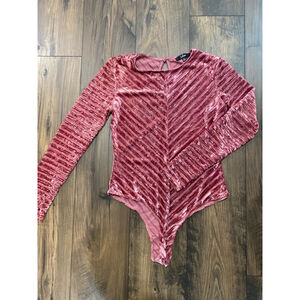 Lulu's Pink Velvet Bodysuit